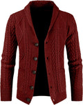 Men's Wool Blend Shawl Collar Cable Knit Cardigan - Cozy, Slim Fit