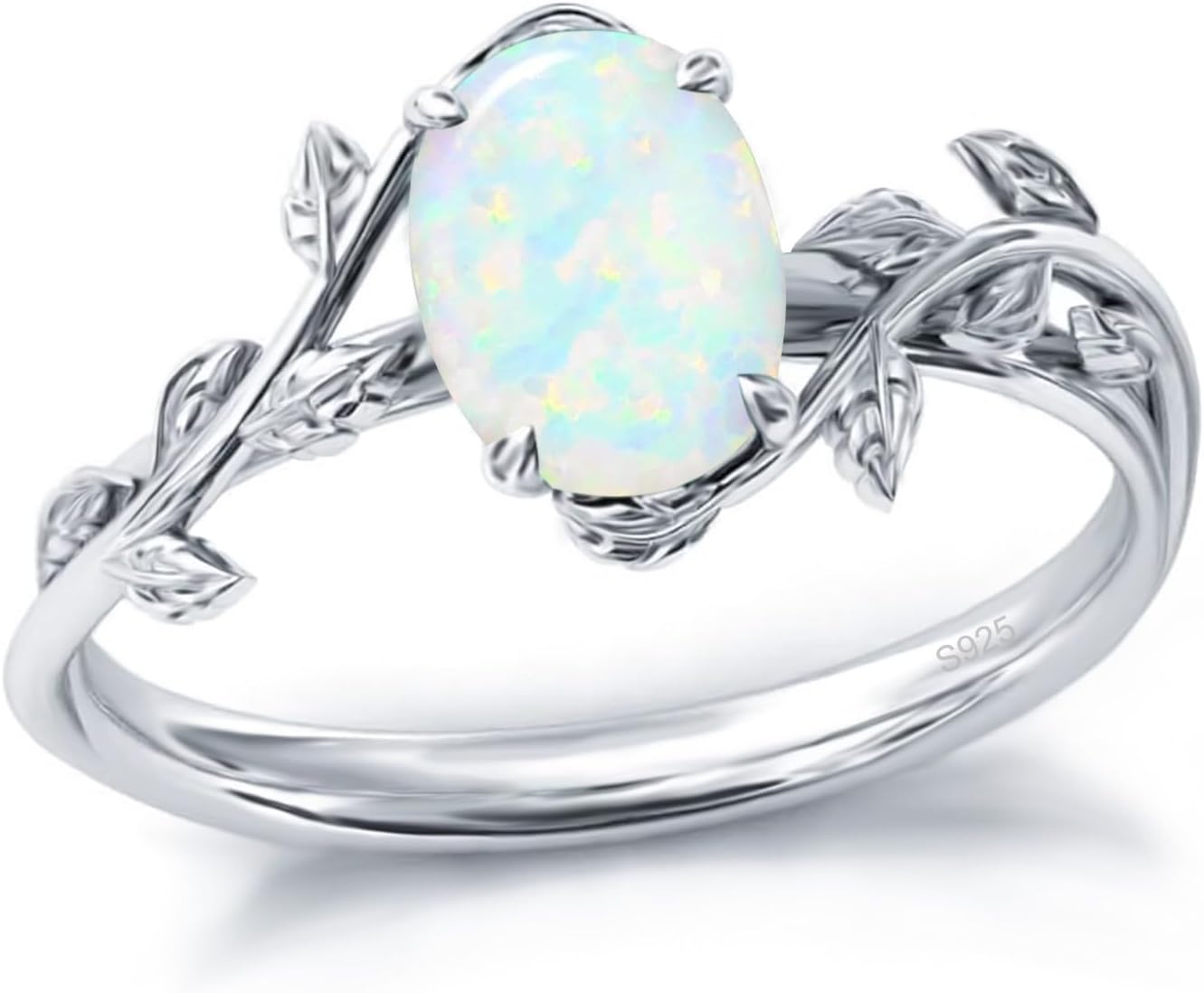Natural Moss Agate Ring in 925 Sterling Silver for Women