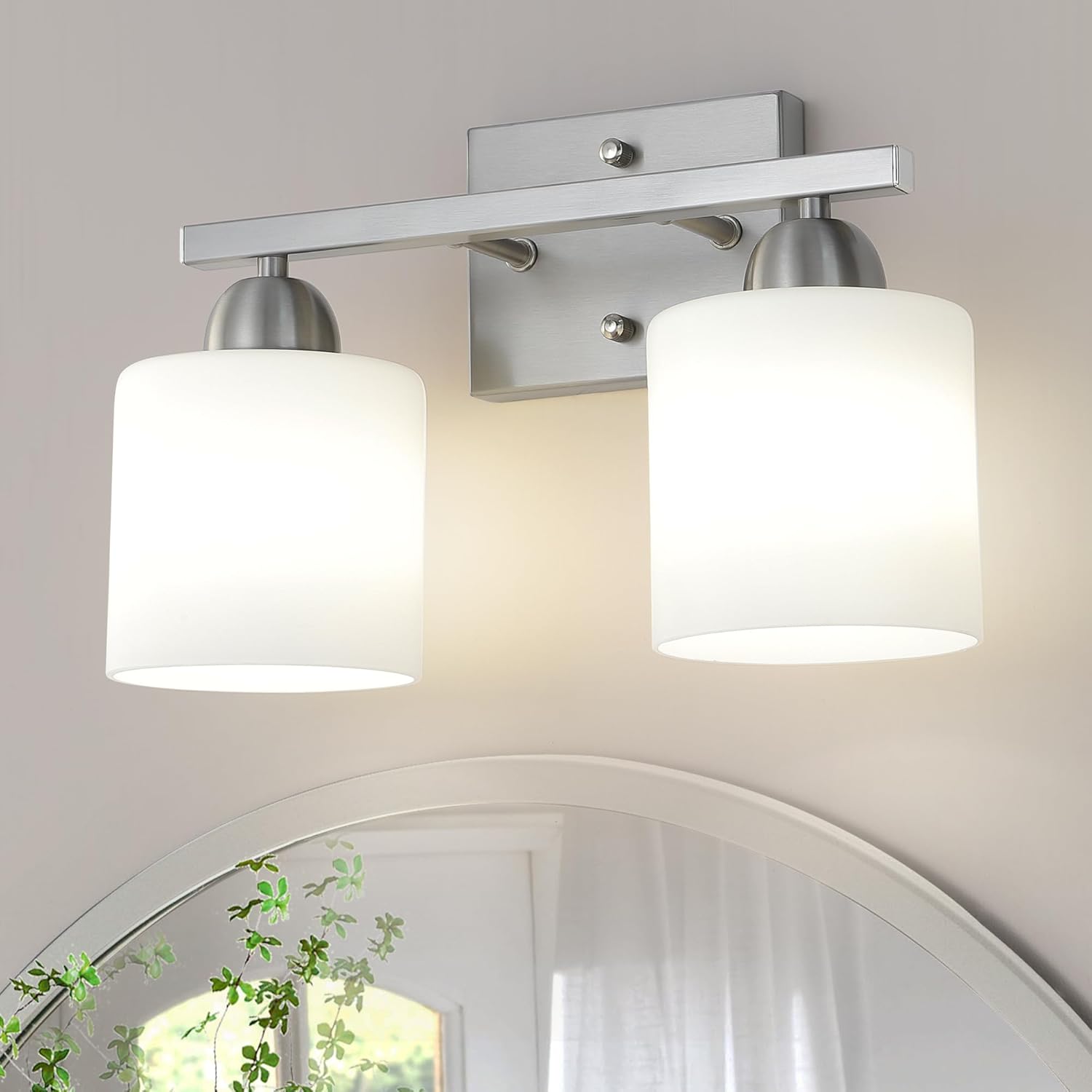 Stainless Steel Milk Glass Vanity Lights for Modern Bathrooms