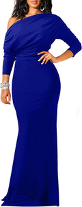 Women's Off Shoulder Long Sleeve Mermaid Formal Dress - Stretchy Fit