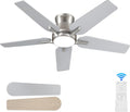 42 Inch Ceiling Fans with Lights and Remote - Low Profile Brushed