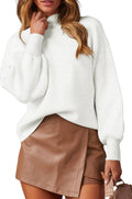 Women's Mock Neck Lantern Sleeve Sweater - Lightweight Knit Pullover