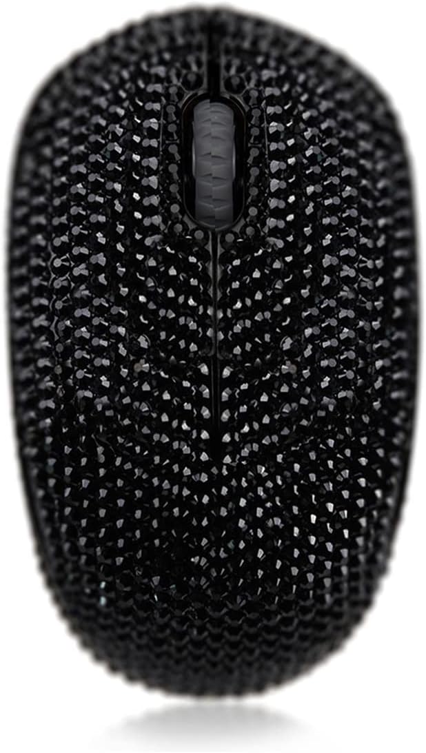 Sparkle In Style: Bling Crystal Wireless Mouse - Black