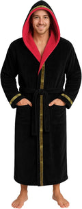 Mens Long Flannel Fleece Robe with Hood - Big and Tall Cozy Wrap
