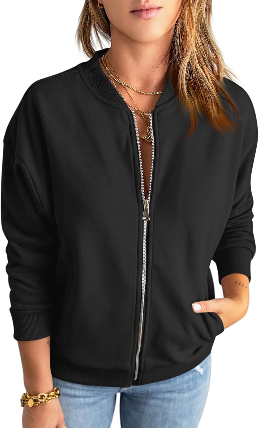 GeGekoko Womens Zip Up Sweatshirts for Casual Loose Outwear