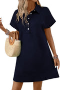 Acelitt Summer Lapel Collared Dresses for Women Beach Sundress