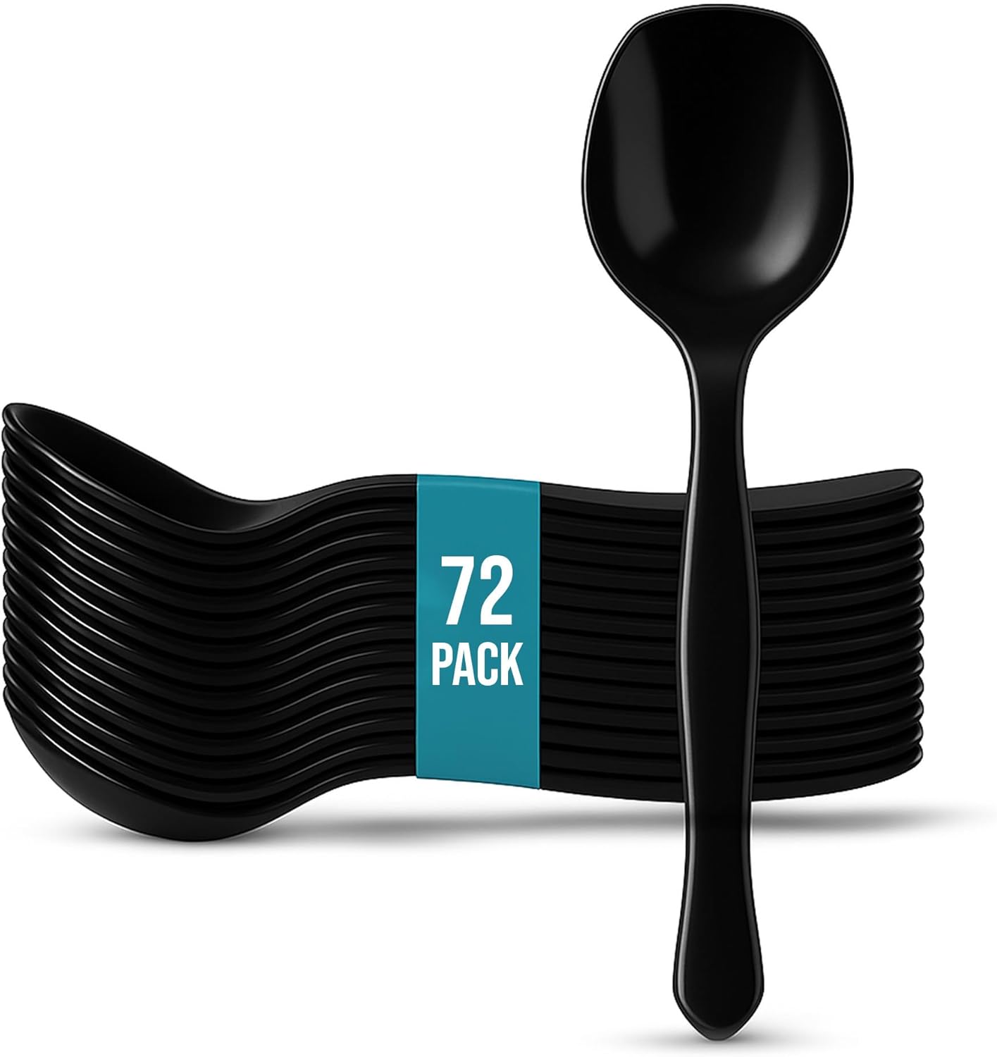 8.5 Black Plastic Serving Spoons for Buffet Events & Catering