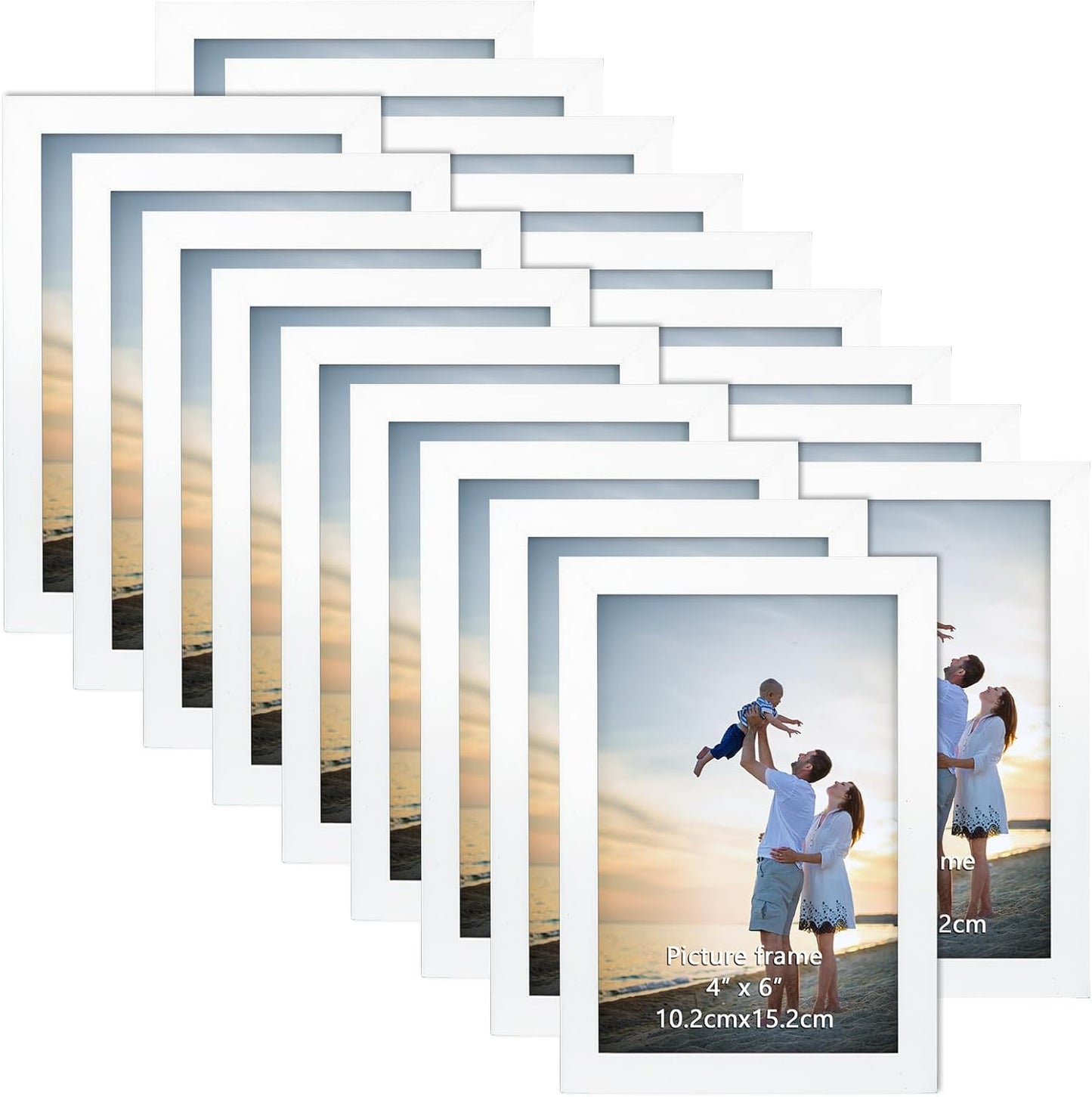 Hoikwo 18 Packs 4x6 White Multi Plastic Picture Frames Set