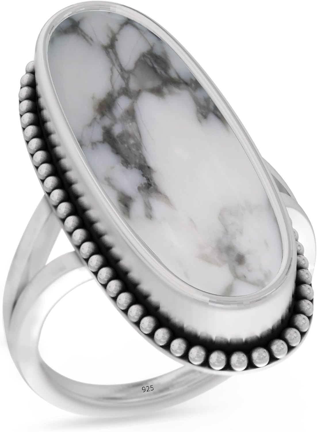 925 Sterling Silver Ring for Women with Bezel Set Gemstone