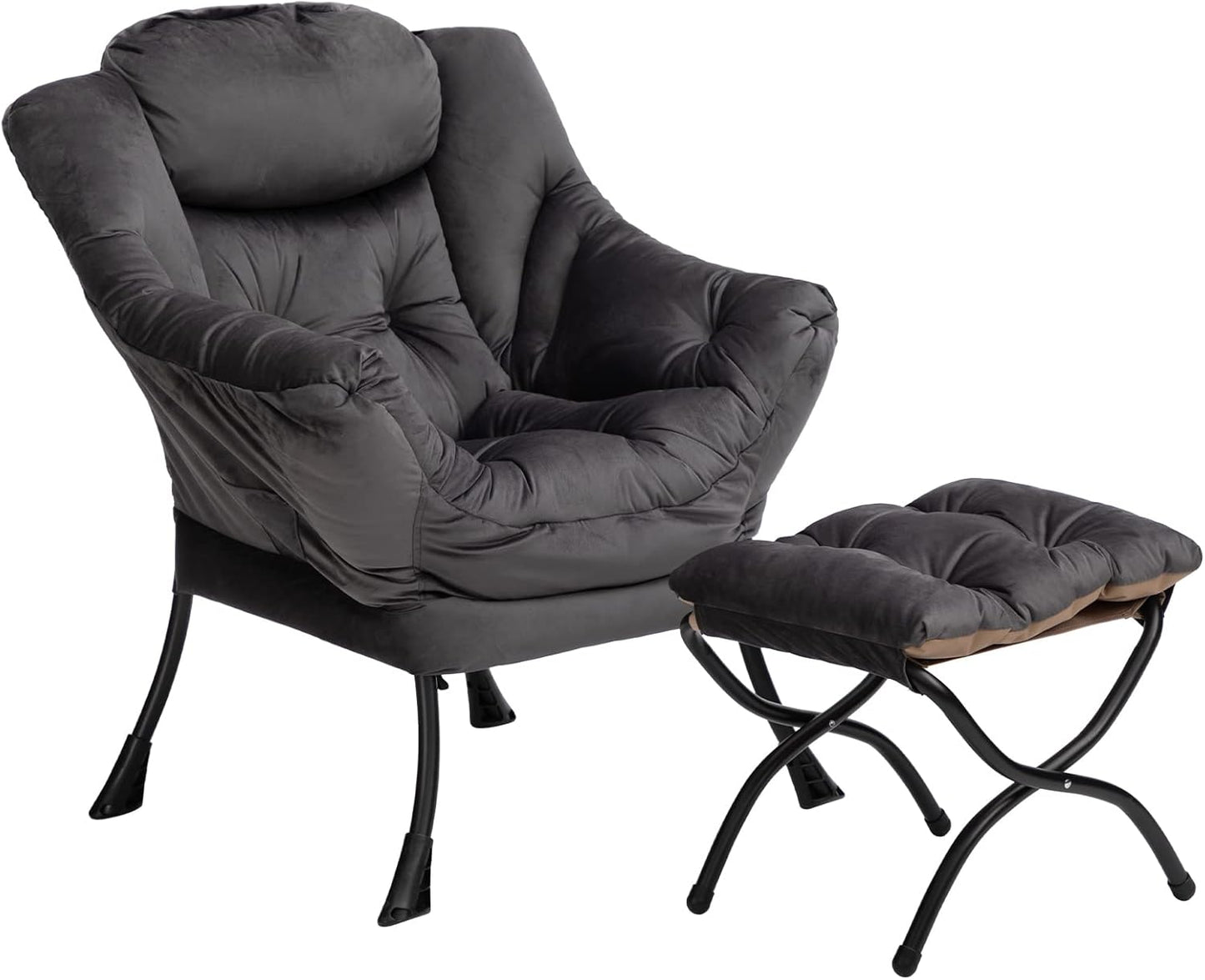 HollyHOME Lazy Chair with Foldable Ottoman for Ultimate Comfort