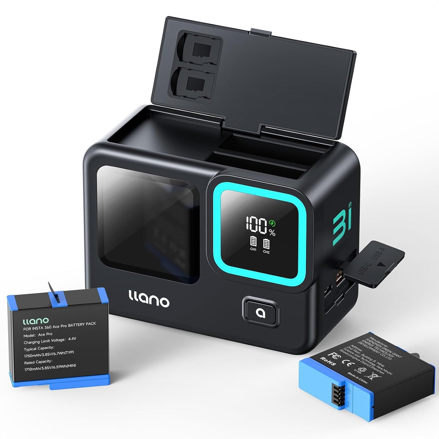 Ace Pro 2 Battery Charger Set with Fast Charging and Power Bank