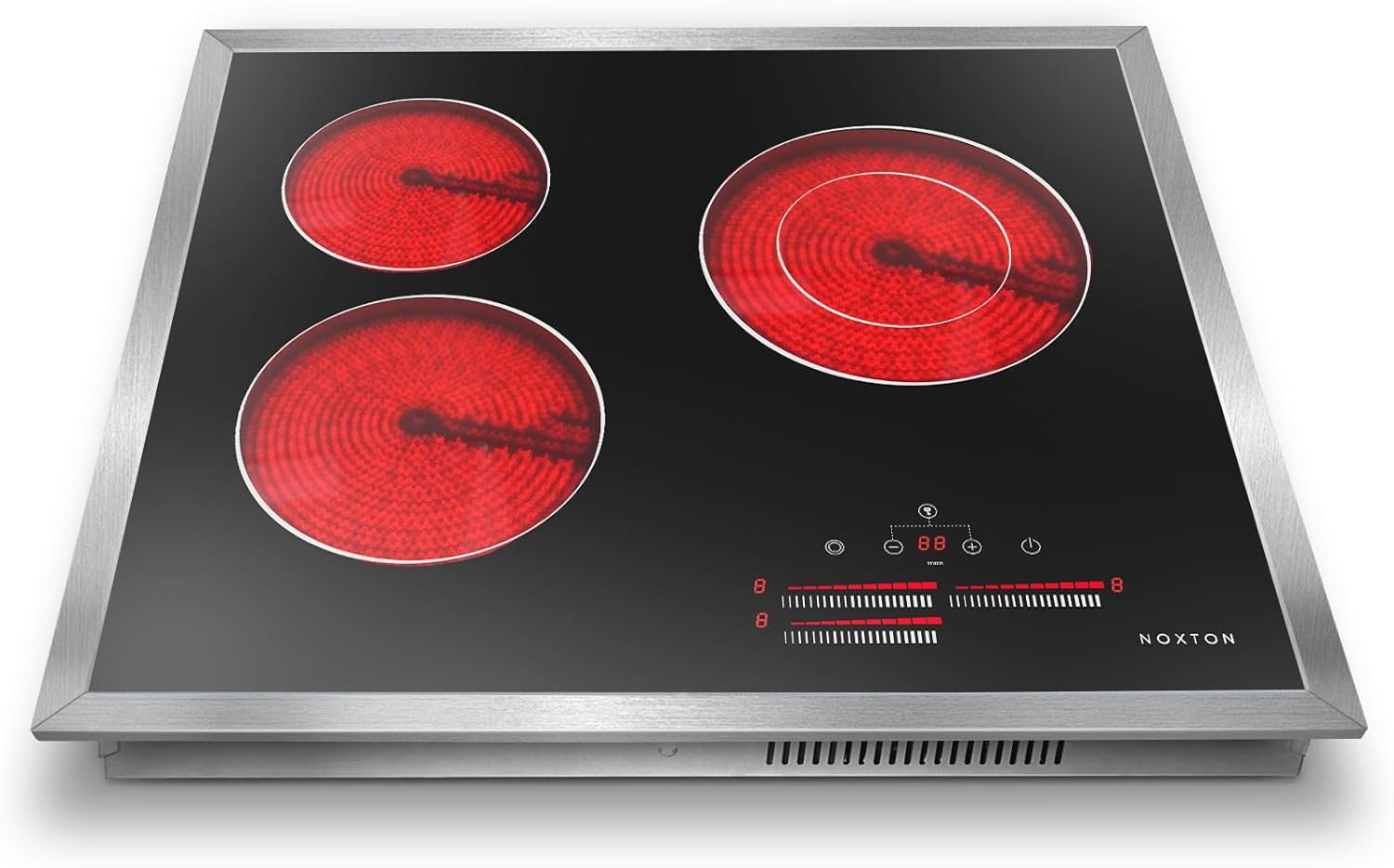 Noxton 24 Inch Electric Cooktop with 3 Burners and Timer
