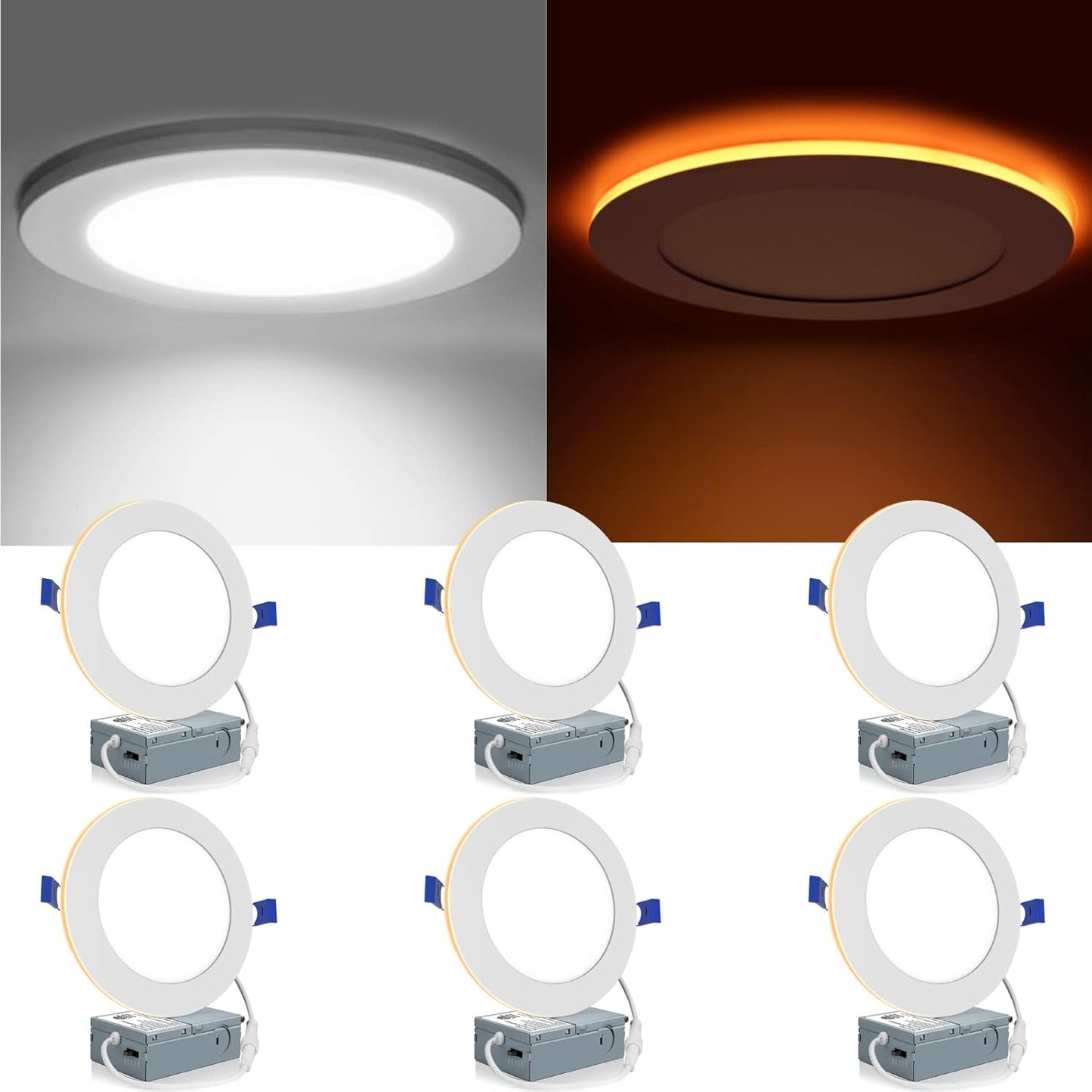 6 Inch LED Recessed Lighting with Night Light Feature and 5CCT
