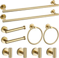 Brushed Gold Towel Bar Set 10 Pieces for Bathroom - Durable SUS304