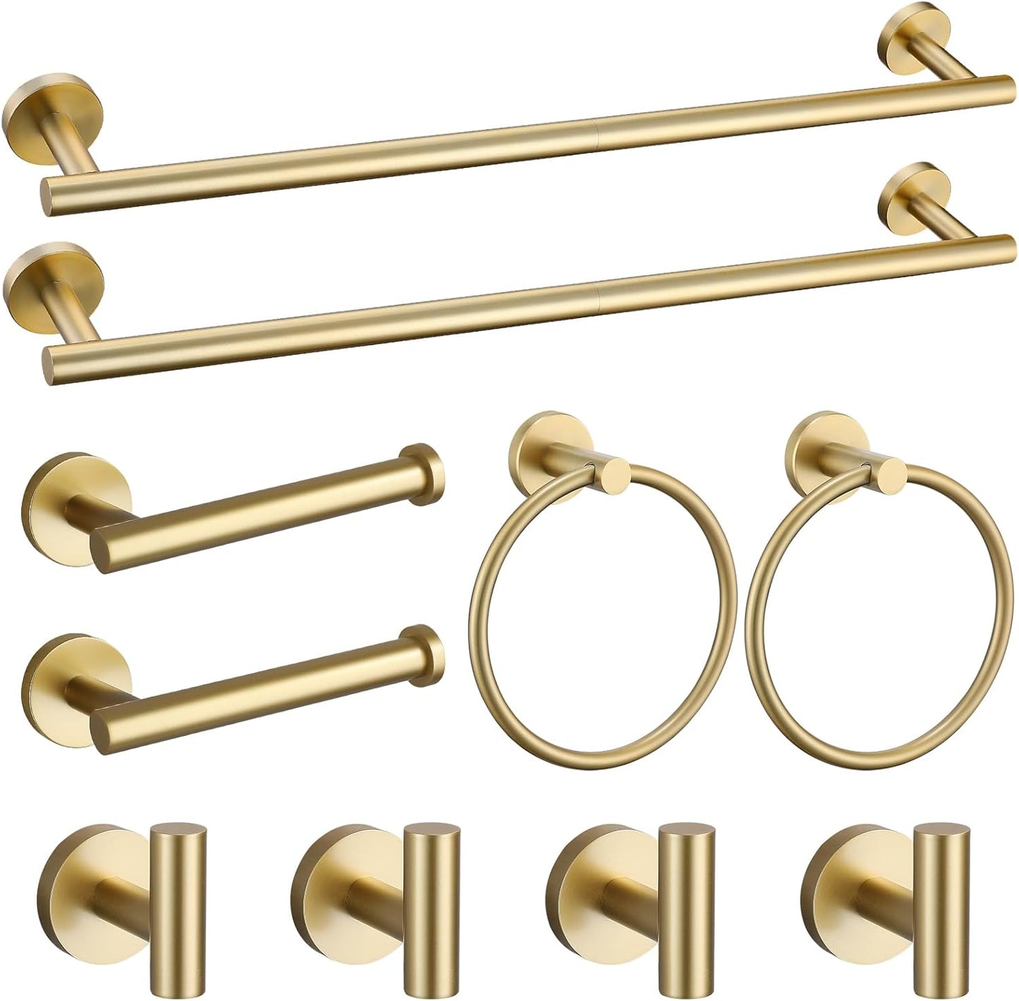 Brushed Gold Towel Bar Set 10 Pieces for Bathroom Hardware