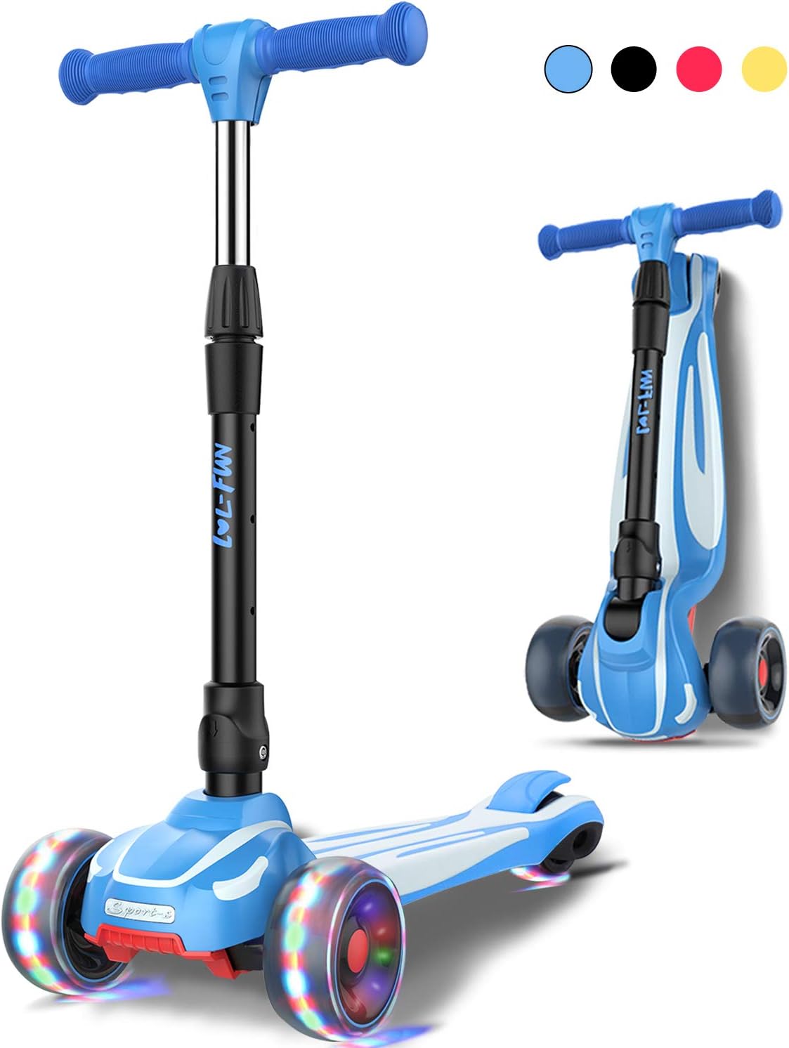 LOL-FUN Toddler Scooter for Kids Ages 3-12 with LED Lights