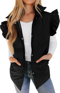 Valphsio Women's Puffer Vest with Ruffle Sleeves for Winter Wear