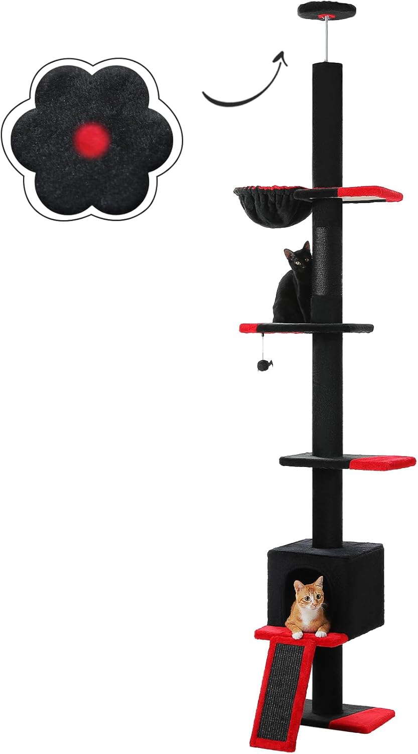 PETEPELA Floor to Ceiling Cat Tree with Adjustable Height