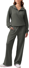 2 Piece Sets for Women Oversized Sweatshirt and Wide Leg Sweatpants