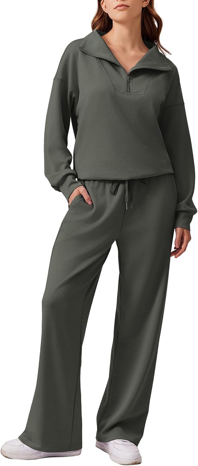 Stylish Oversized Sweatshirt and Wide Leg Sweatpants Set