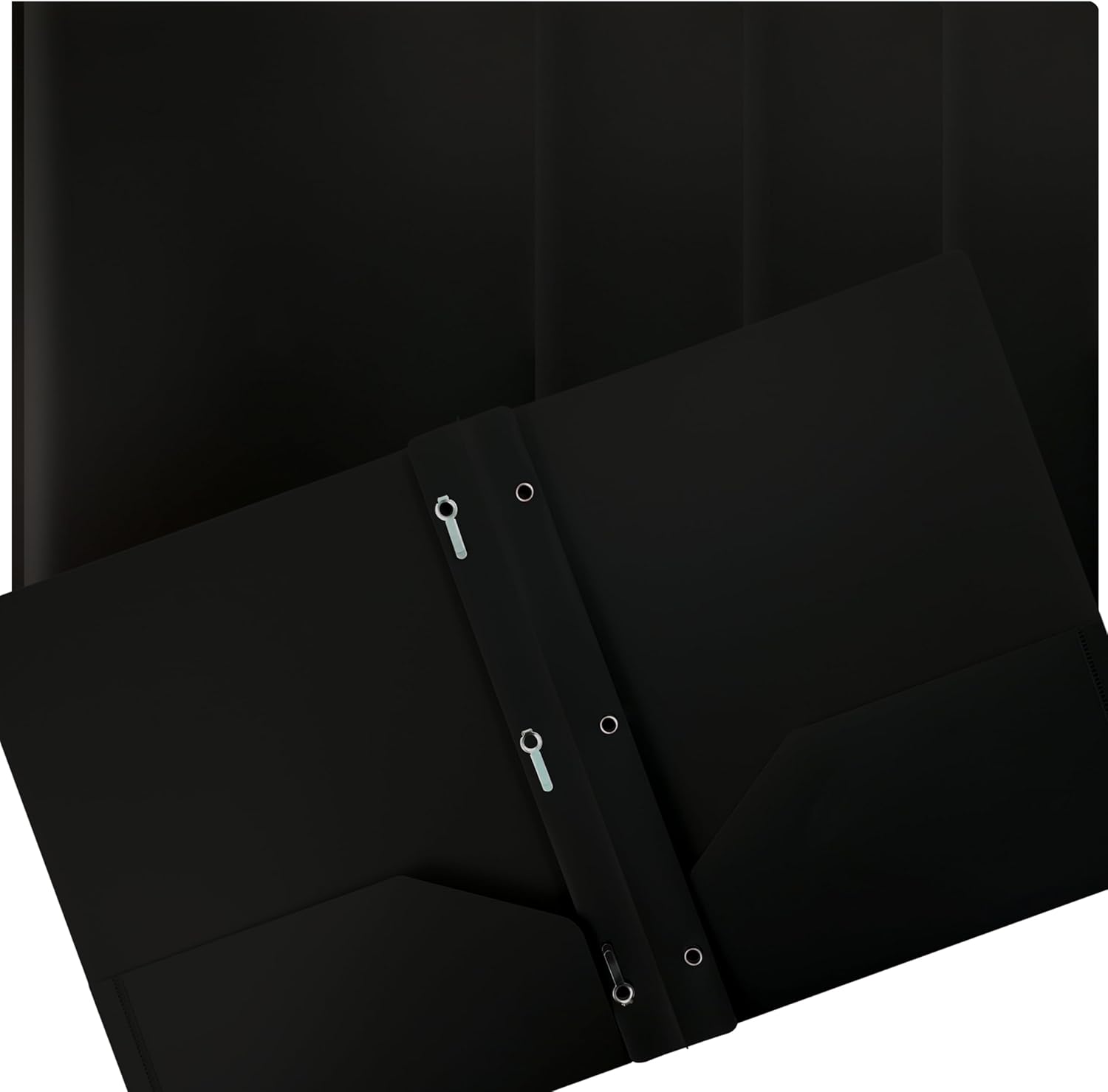 24 Pack Heavyweight Black Poly Folders with Metal Prongs - Organization Essential