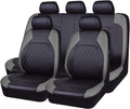 Universal Deluxe PU Luxury Vinyl Car Seat Covers Full Set - Airbag