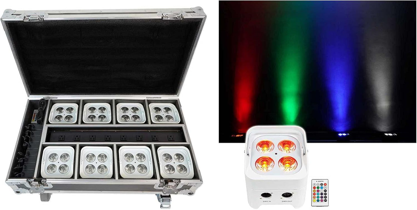 Rockville Best Pack 50 White Wireless DMX Battery Wash Lights