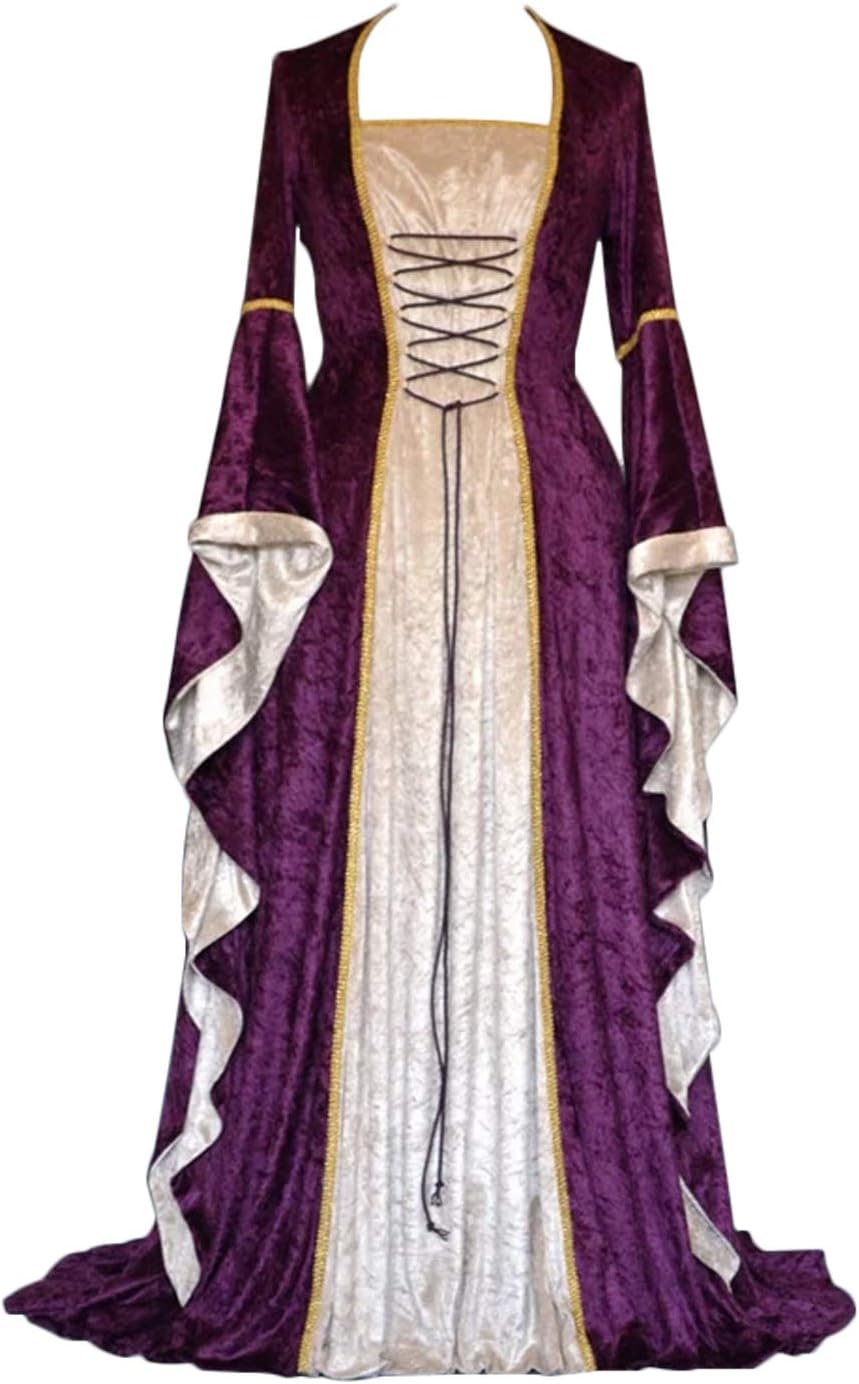YEAXLUD Womens Renaissance Medieval Costume Dress for Cosplay