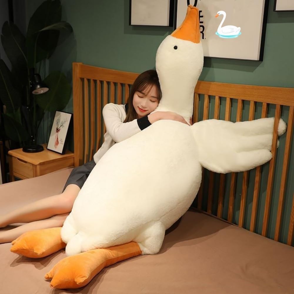 Giant White Goose Plush Pillow for Kids and Adults, 63in