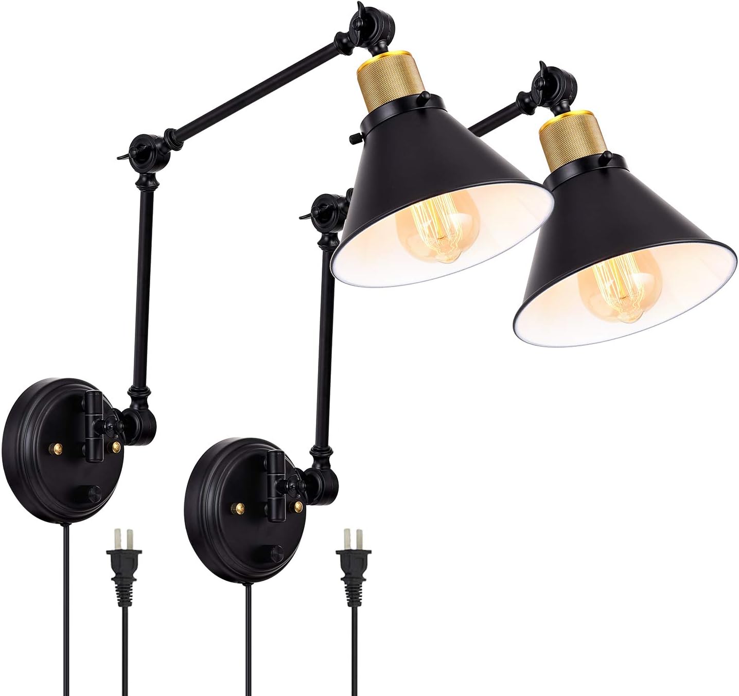Dimmable Wall Sconces with Adjustable Swing Arm for Versatile Lighting