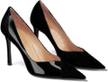 Womens Pointed Toe Patent Suede Stiletto Pumps - 3.5in Heel