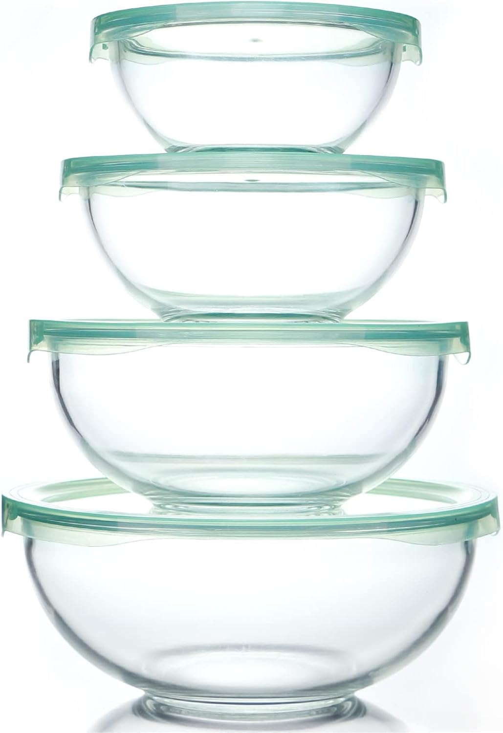 Glass Mixing Bowl Set with Lids for Kitchen Food Storage