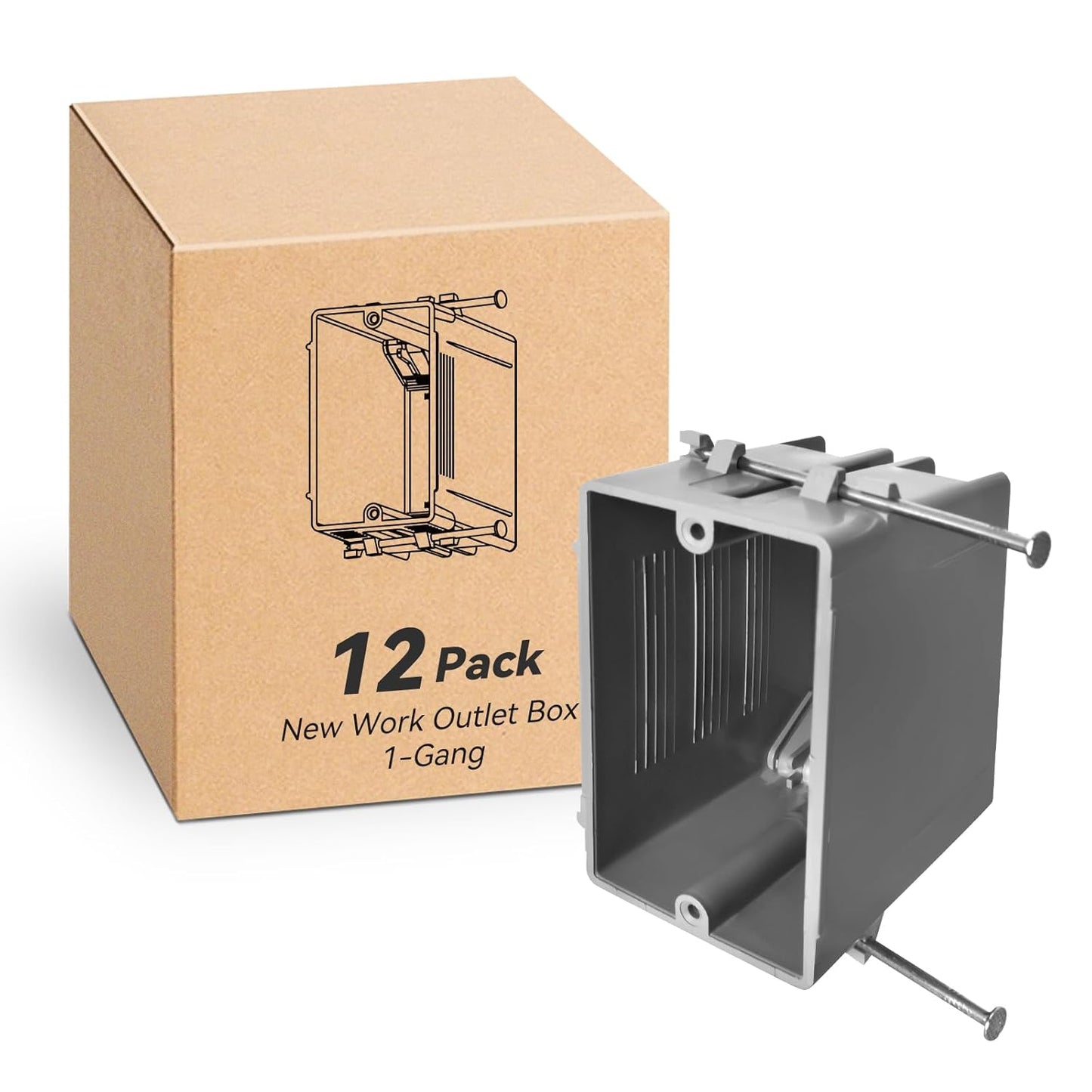 12-Pack New Work Electrical Outlet Box, 22 Cu.in, UL Listed