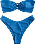 ZAFUL Women's Bandeau Strapless O Ring High Cut Bikini - Flattering