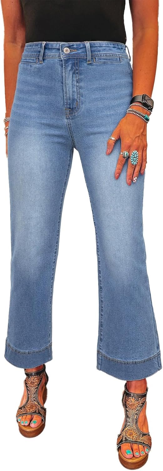 Trendy High Waisted Flare Jeans for Women by SHEWIN