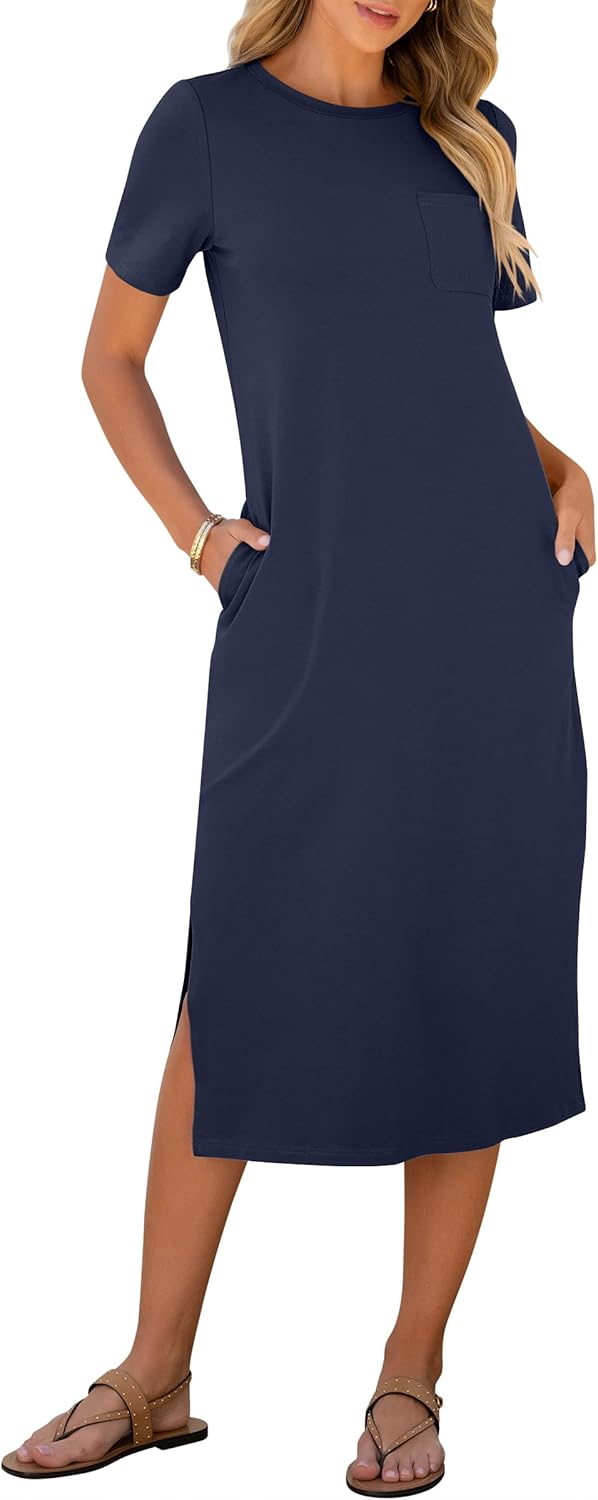 ANRABESS Womens Summer Casual Midi Dress for Beach Vacation