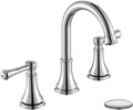 Chrome Two Handle 8 in Widespread Bathroom Faucet - High Arc Swivel