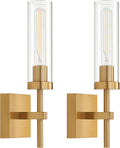 Gold Battery Operated Wall Sconce Set of 2 - Rechargeable 3000K Warm