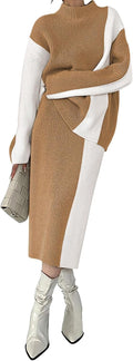 Pink Queen Women's 2 Piece Sweater Skirt Set - Chic Fall Winter Look