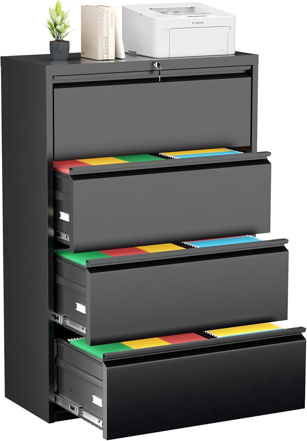 Greenvelly 4 Drawer Lateral File Cabinet: Secure Storage Solution