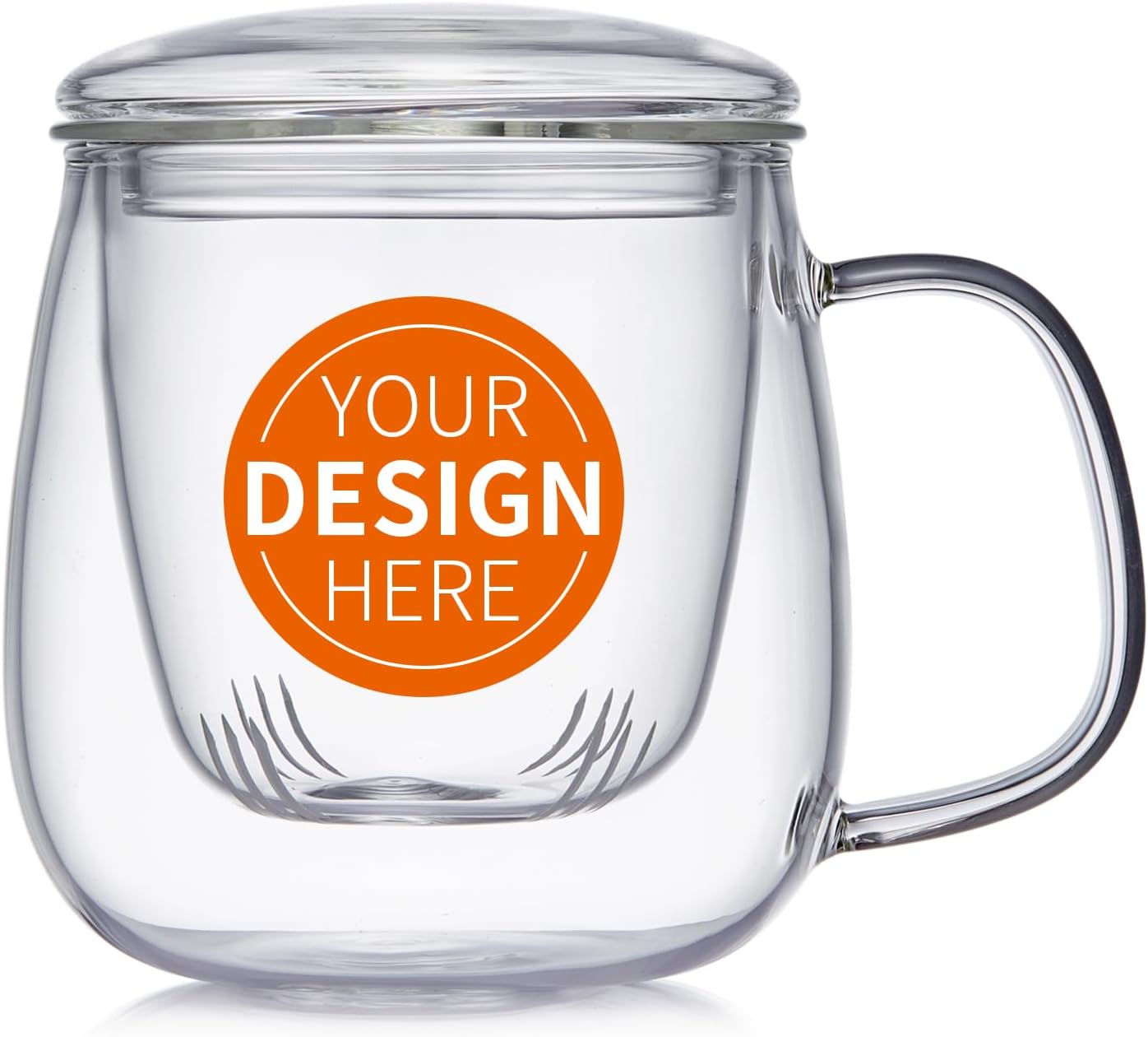 Custom Personalized Glass Tea Cup with Infuser and Lid Gift