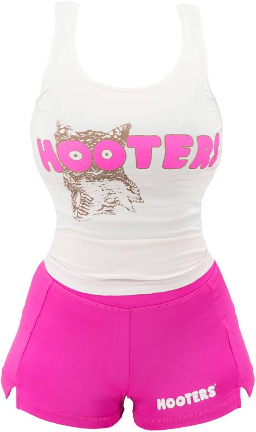 Hooters Girl Iconic Waitress Outfit with Tank Top and Shorts Set