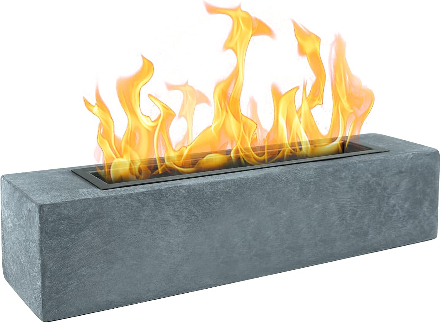 Large Table Top Fire Pit - Rectangular Concrete Fireplace