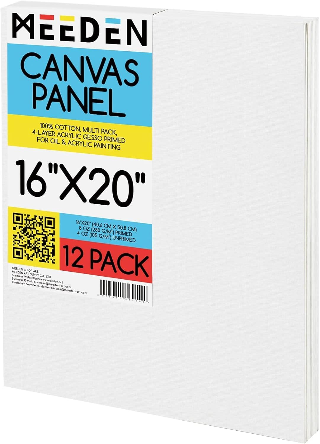 MEEDEN 12-Pack Canvas Boards for Painting, 16x20 in Panels