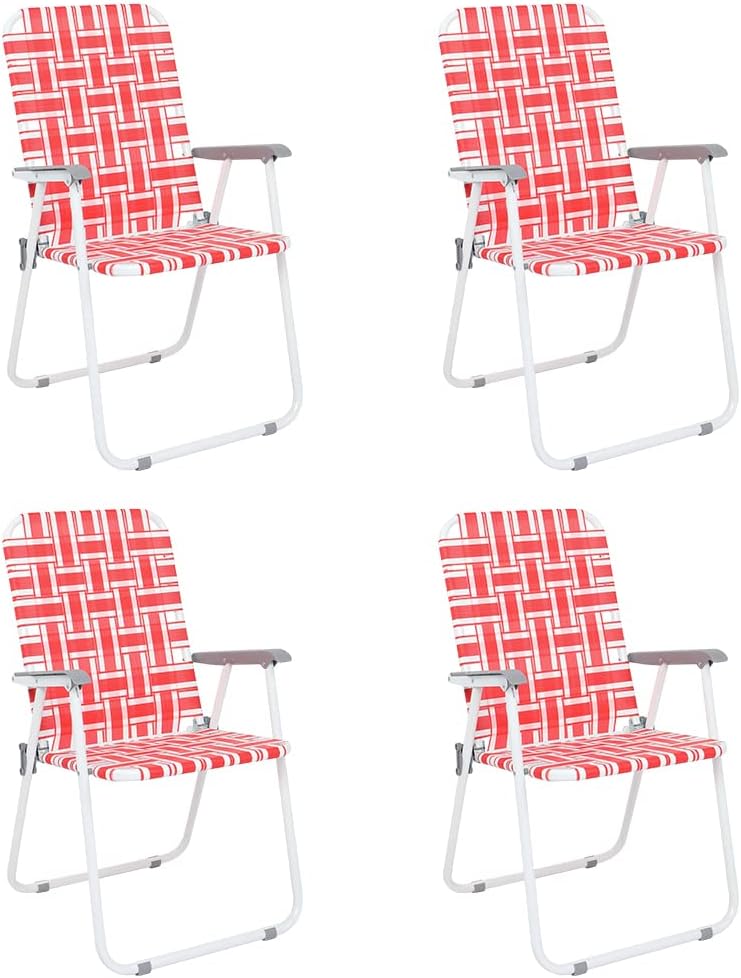 VINGLI Patio Lawn Webbed Folding Chairs Set of 4 for Outdoors