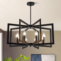 Black Farmhouse Chandelier - 8-Light Modern Industrial Fixture