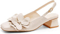 Coutgo Womens Slingback Chunky Heels Square Toe Pumps - Comfortable