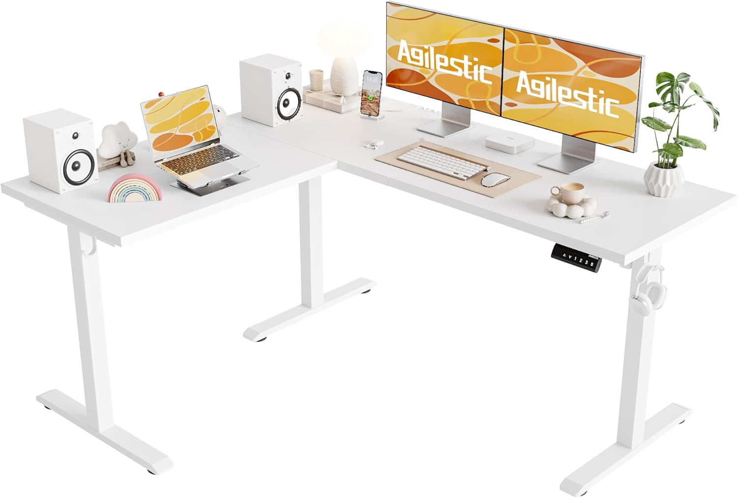 Agilestic 59 Inch L Shaped Standing Desk for Home Office Use