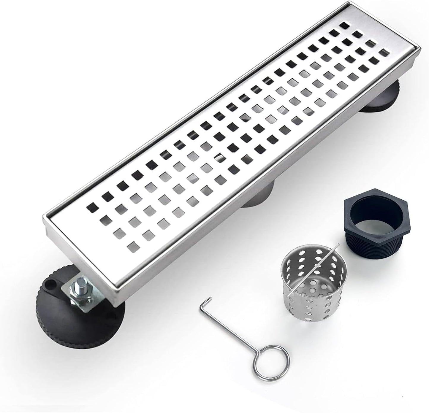 Linear Shower Drain with Removable Grate Cover for Easy Cleaning