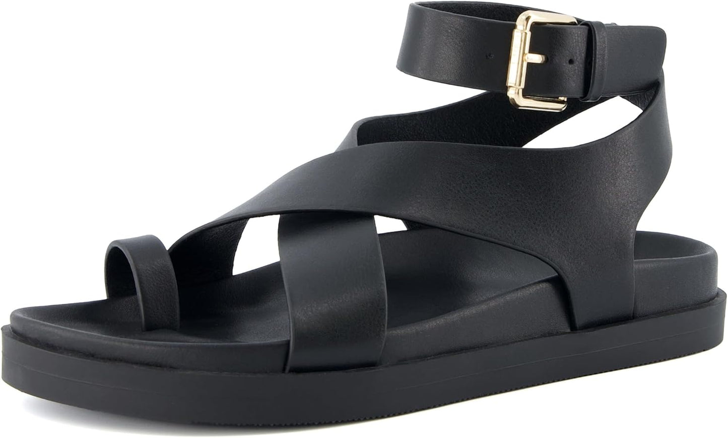 CUSHIONAIRE Womens Ankle Wrap Sandals with Adjustable Strap